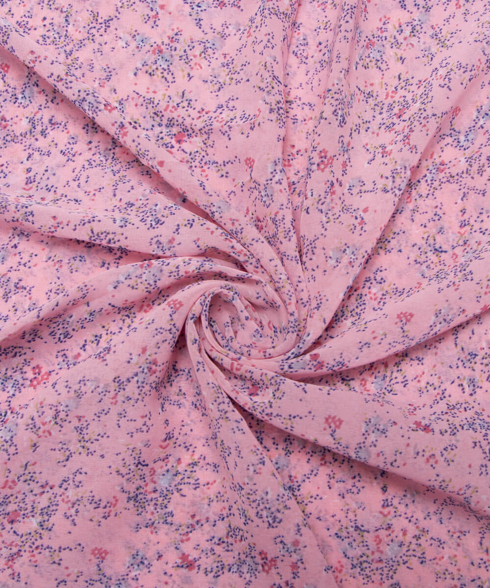Dark Green Color Printed Georgette Fabric
