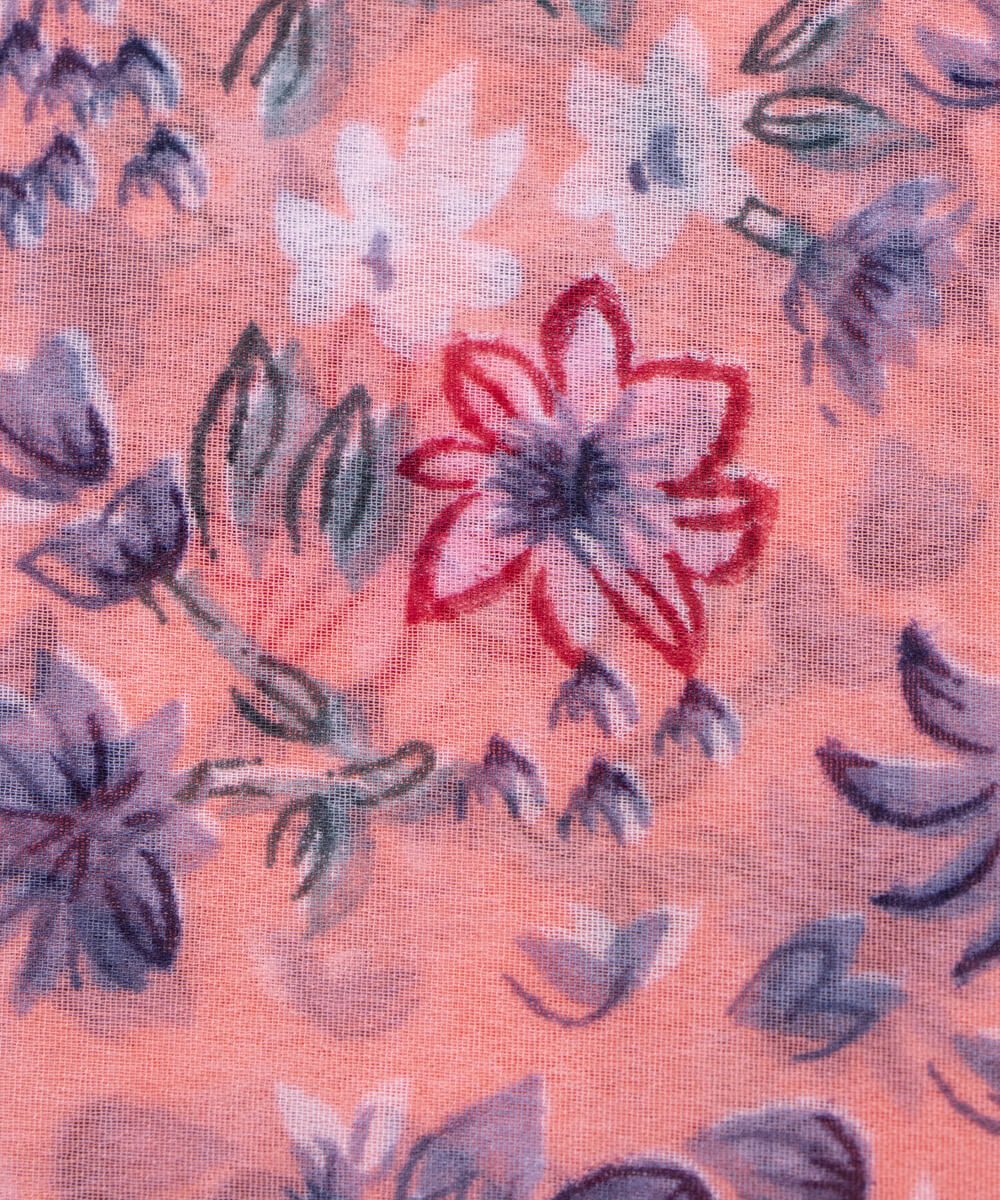 Dark Green Color Printed Georgette Fabric