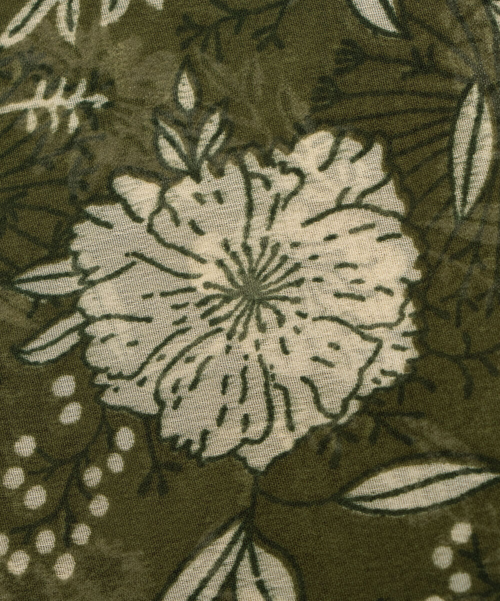 Dark Green Color Printed Georgette Fabric