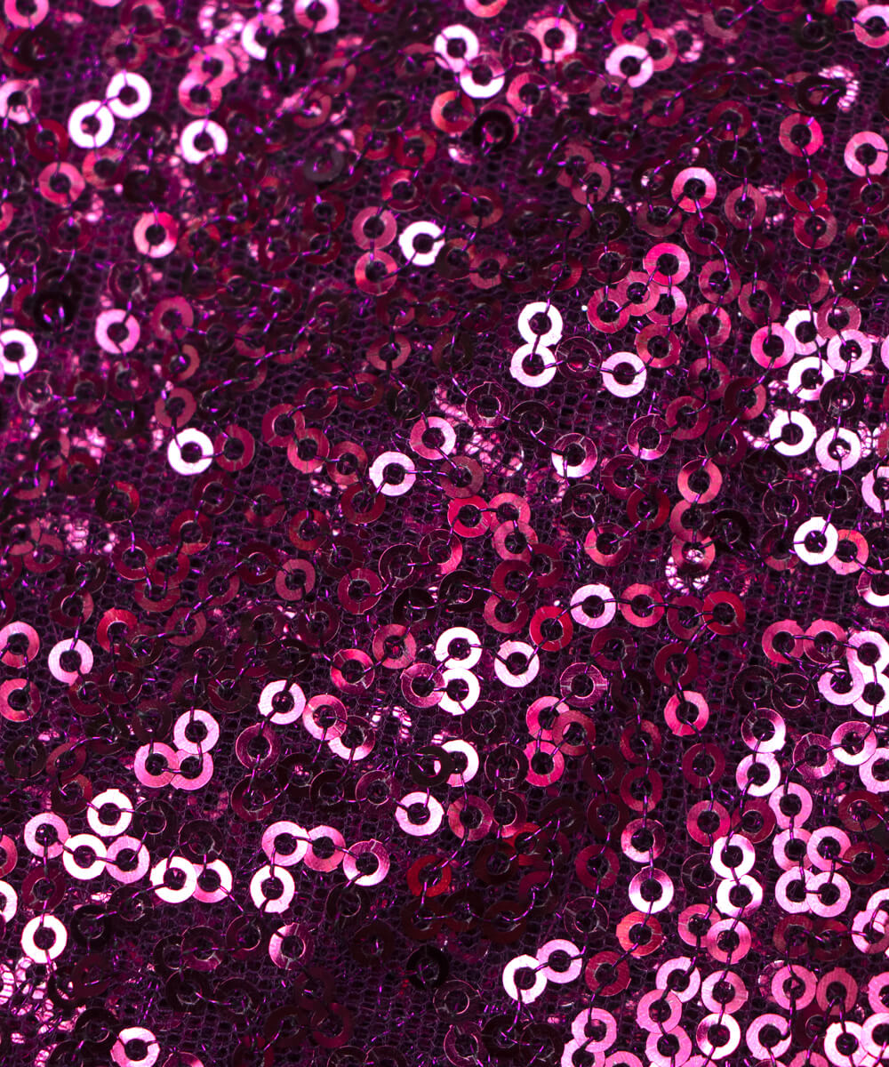 Wine Colour Small Heavy Sequin Net Fabric