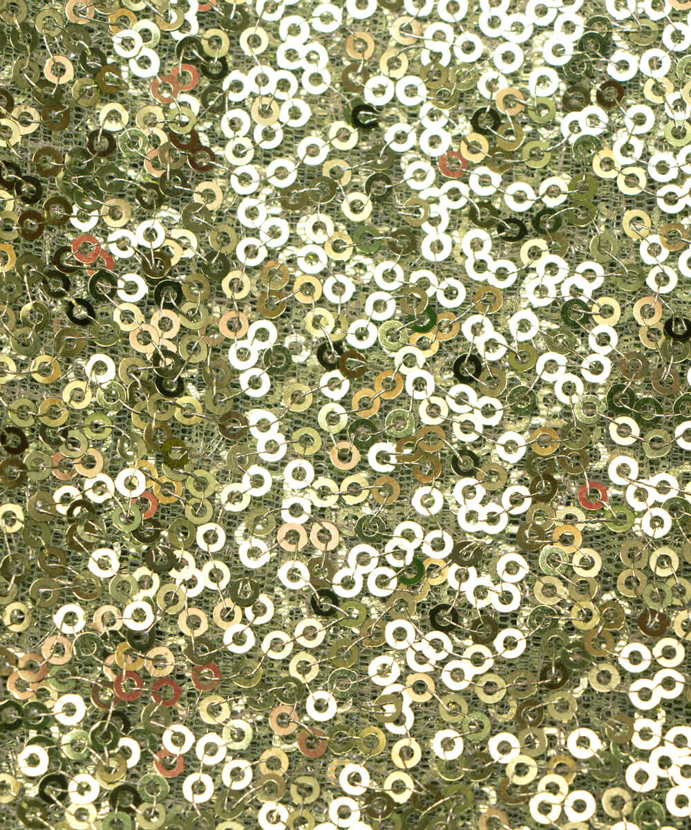 Light Green Colour Small Heavy Sequin Net Fabric