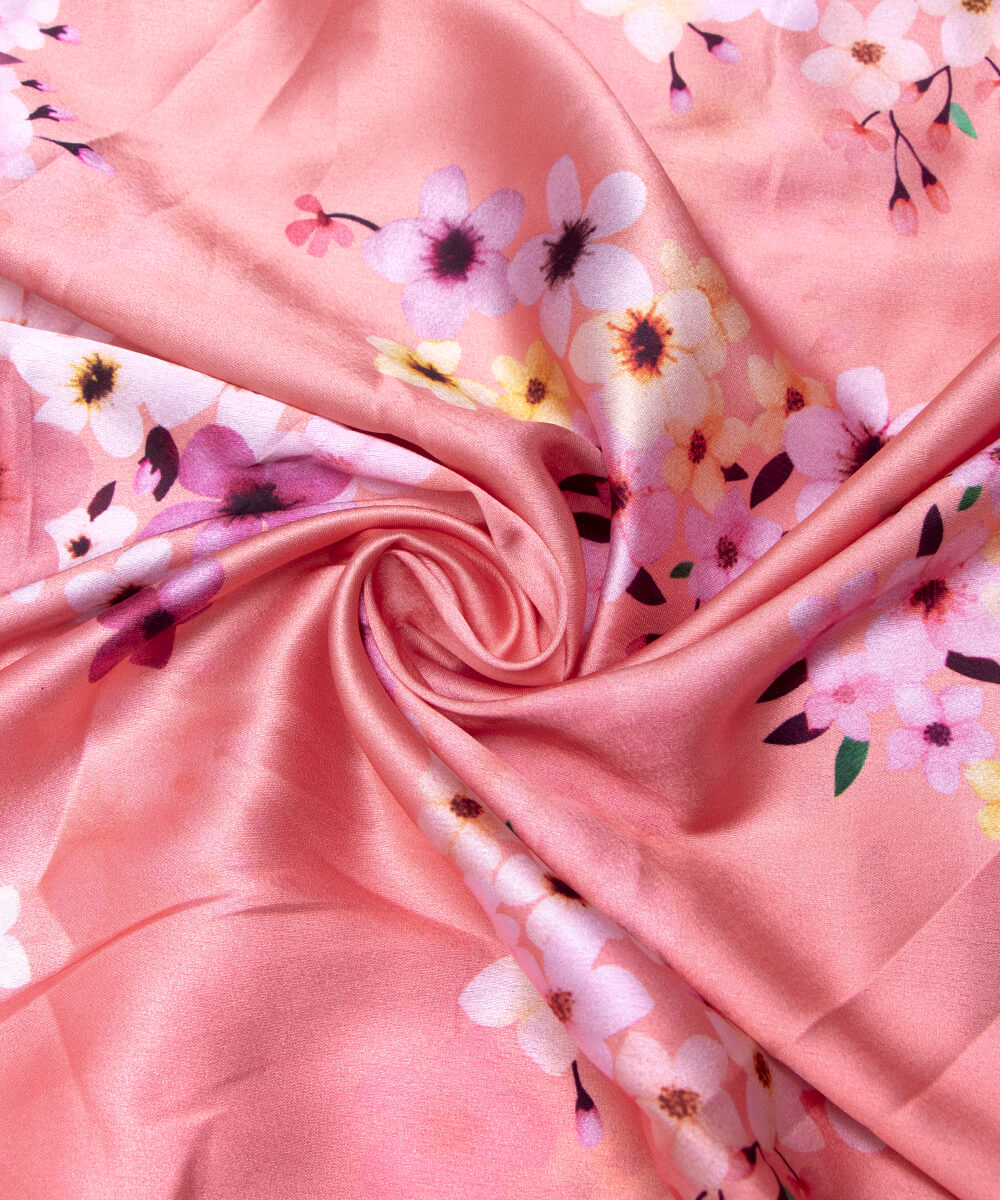 Printed Satin Fabric Summer Saree Party