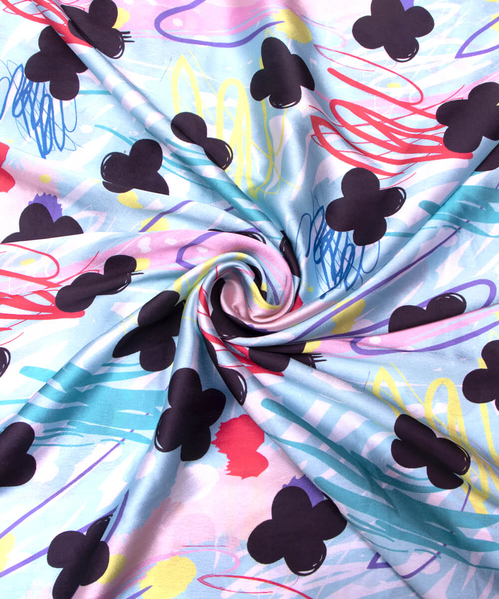 Printed Satin Fabric Summer Saree Party