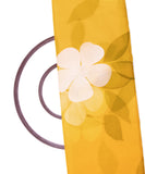 Yellow Colour Floral Pattern Hand Paint Organza  Fabric