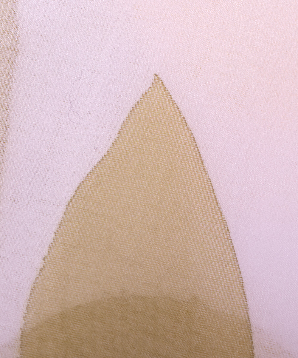 White Colour Floral Pattern Hand Paint Organza  Fabric