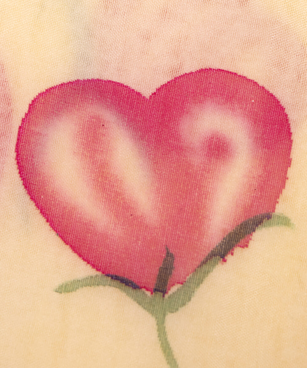 Light Beige Colour Floral Pattern Hand Paint Organza  Fabric