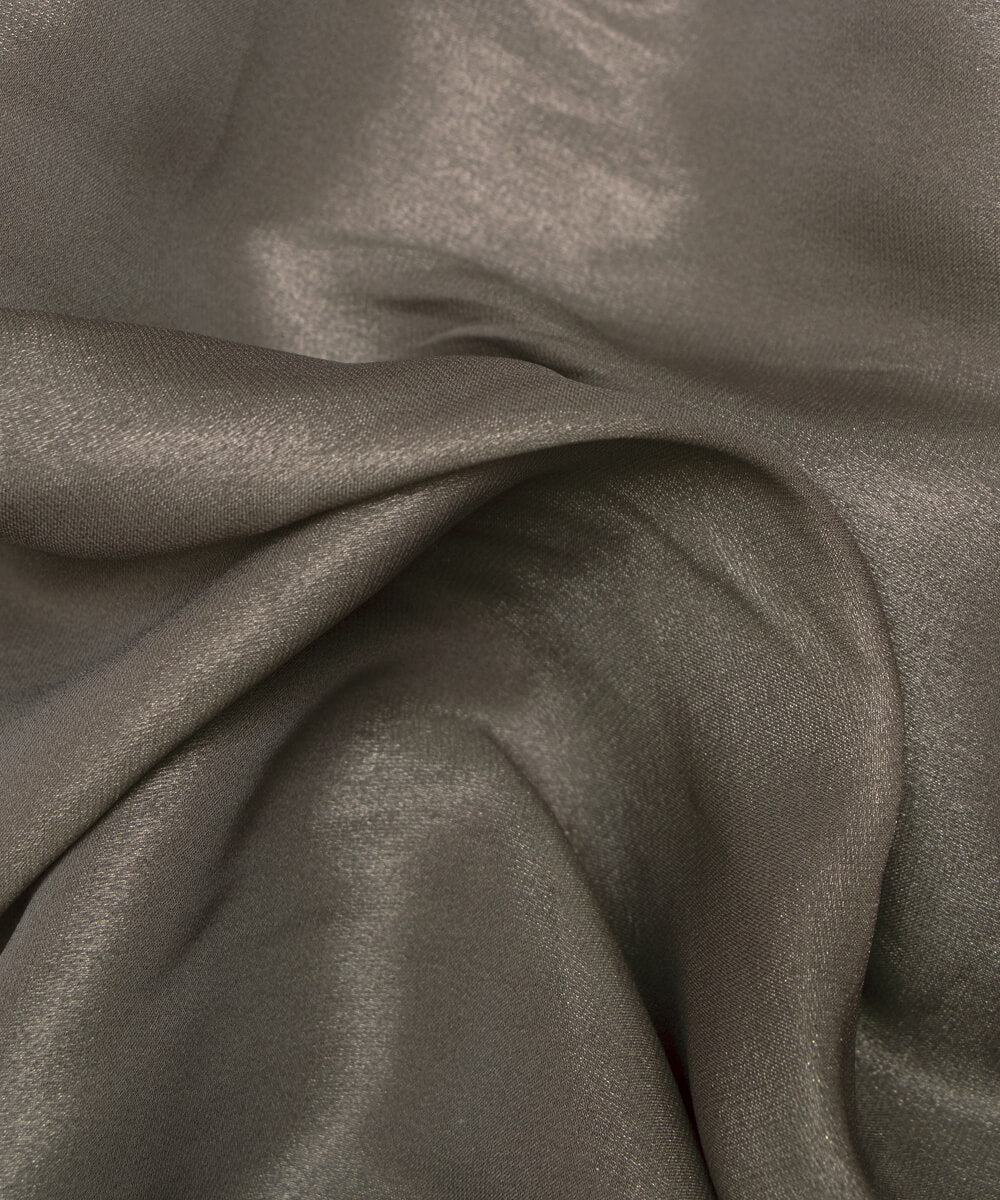 Metallic Grey Colour Plain Organza Satin Fabric