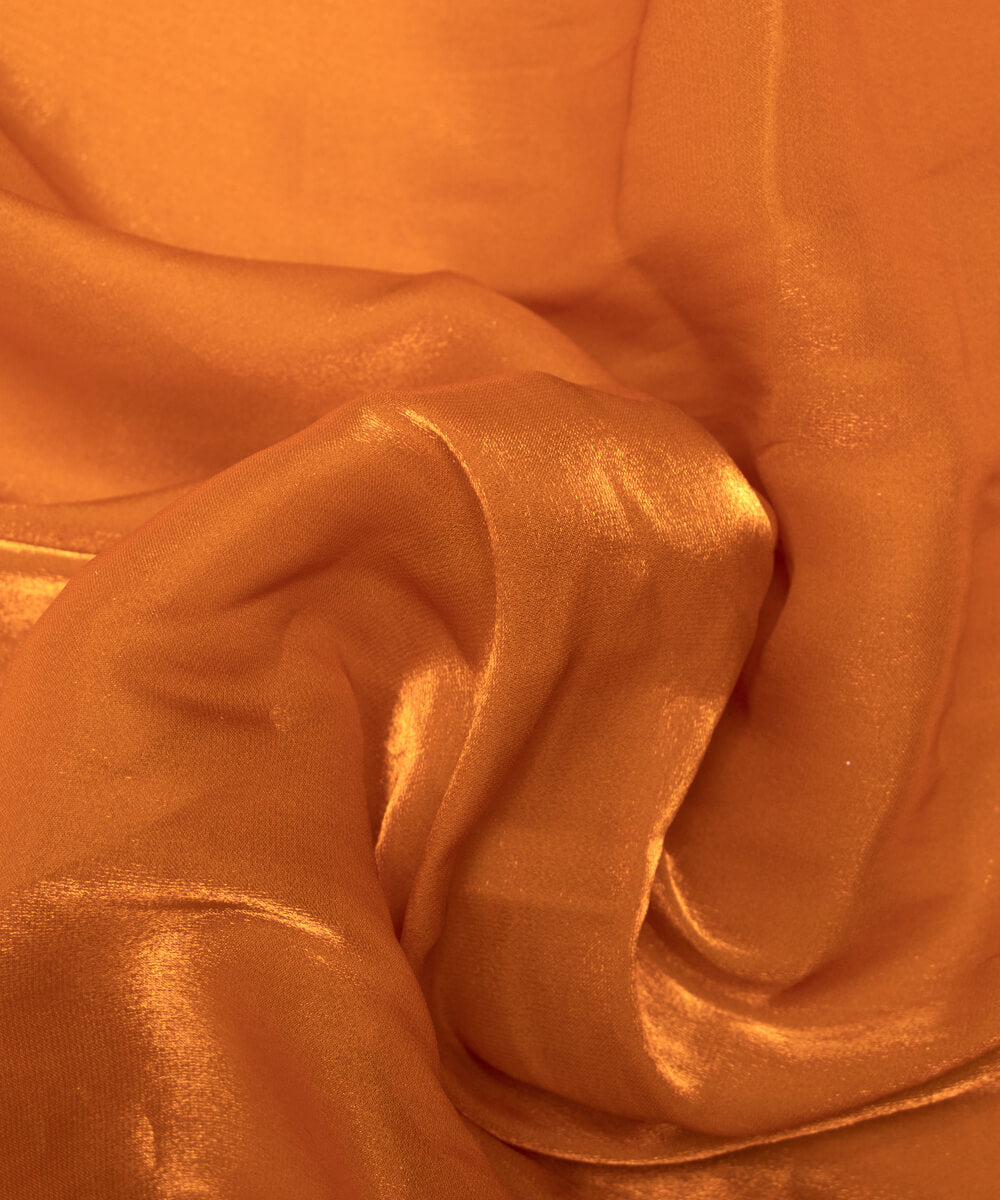 Mustard Orange Colour Plain Organza Satin Fabric