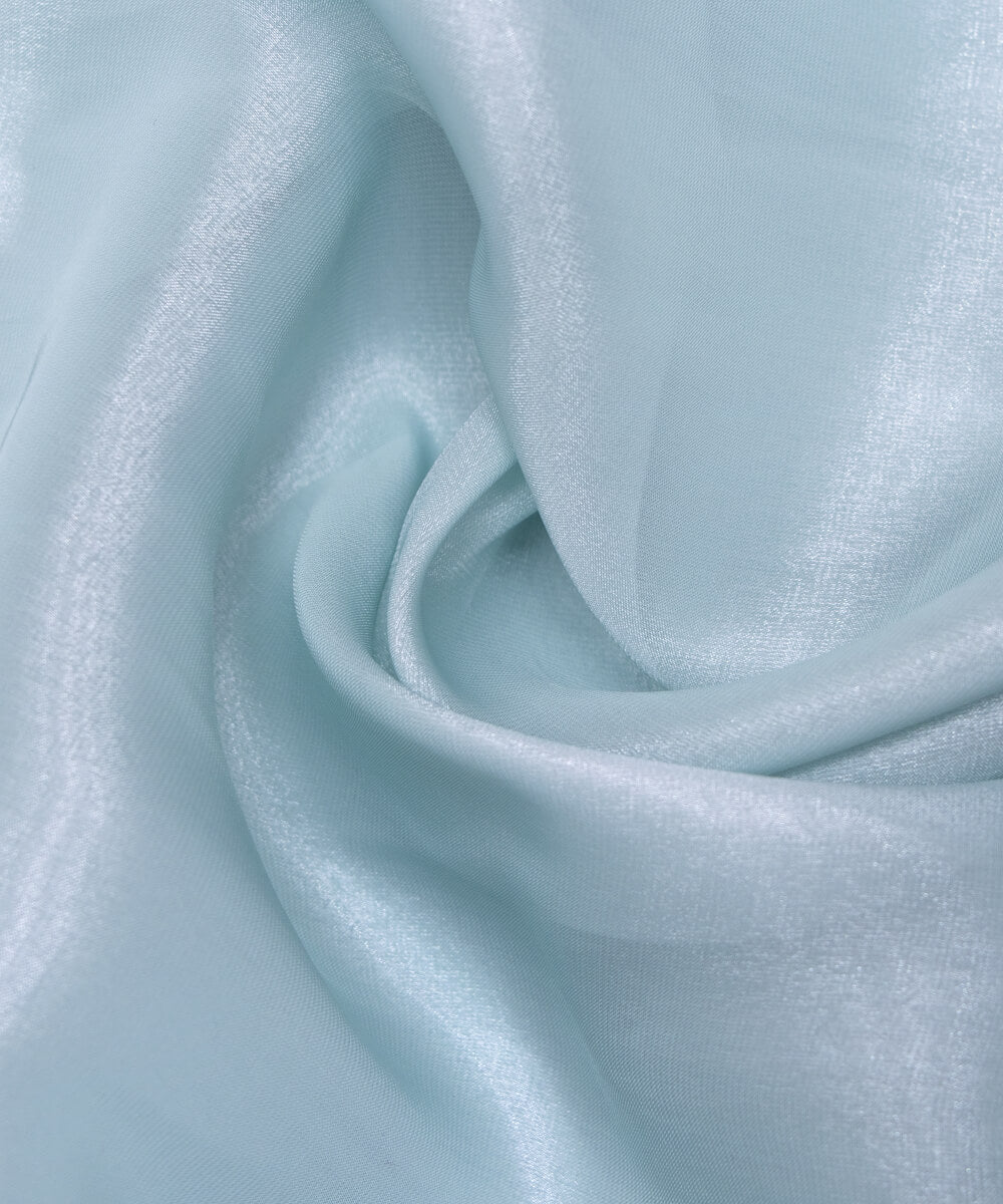 Light Blue Colour Plain Organza Satin Fabric