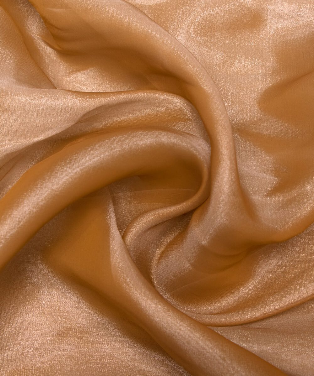 Golden Beige Colour Plain Organza Satin Fabric