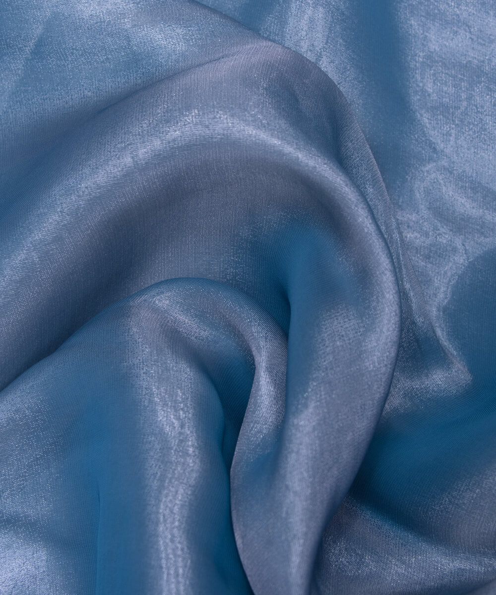 Light Blue Colour Two Tone Plain Organza Satin Fabric