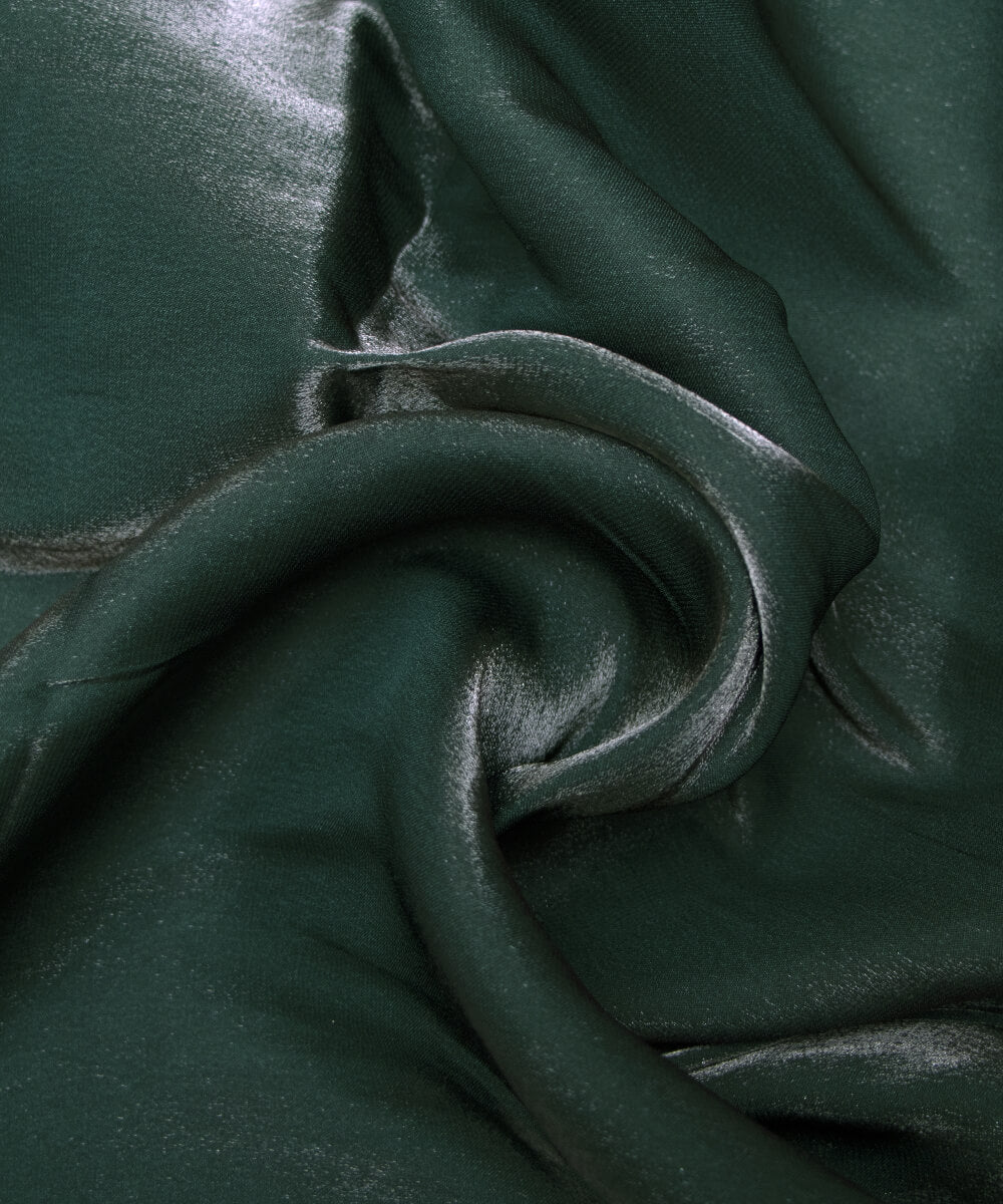 Bottle Green Colour Plain Organza Satin Fabric