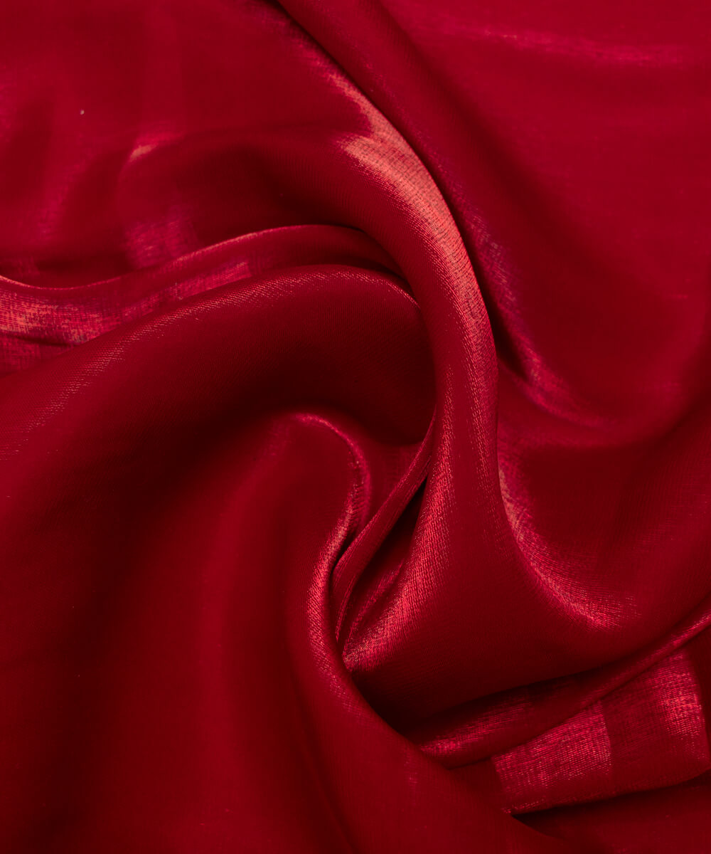 Dark Maroon Colour Plain Organza Satin Fabric