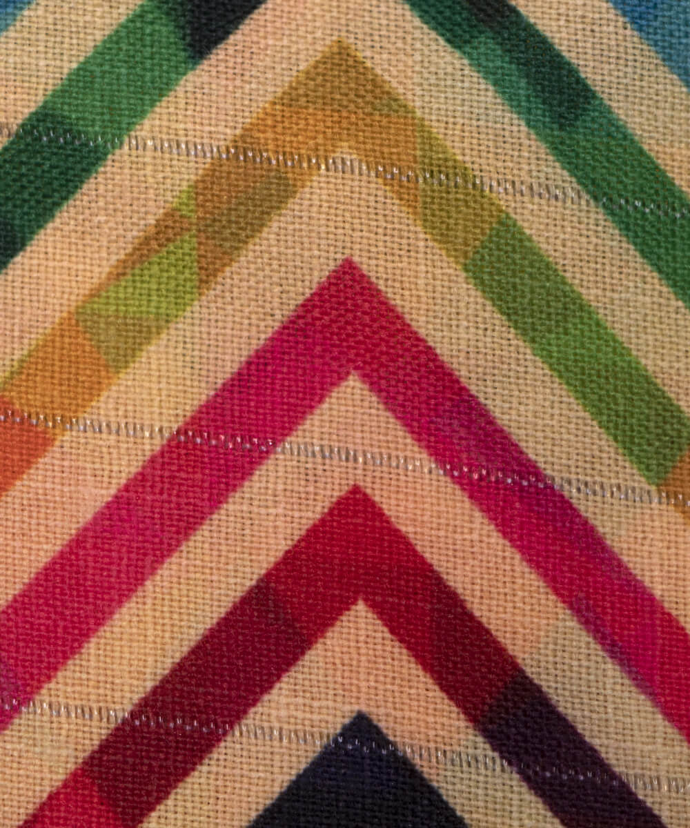 Beige Colour Zig Zag Print Silk Jacquard Fabric