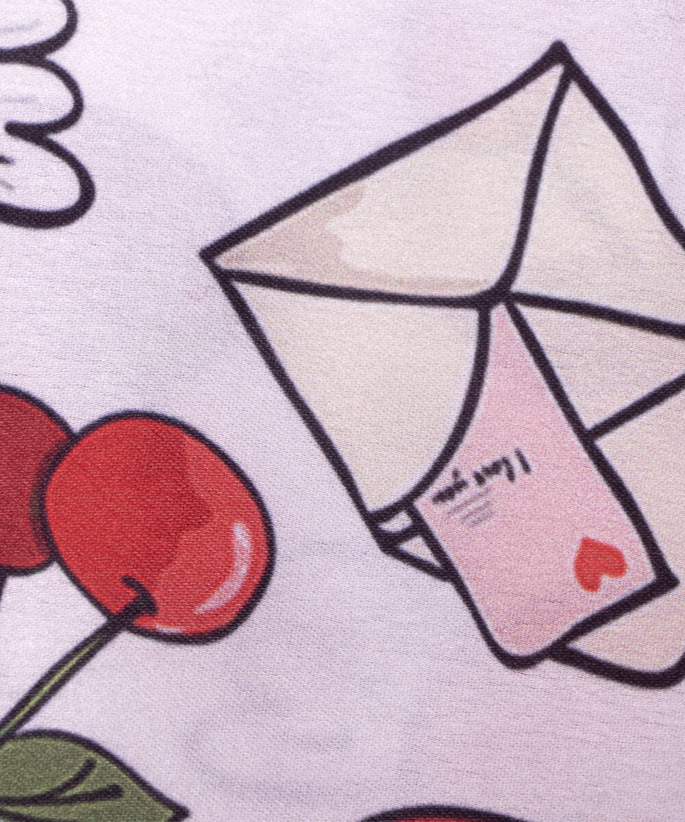 White Colour Kids Print Satin Fabric