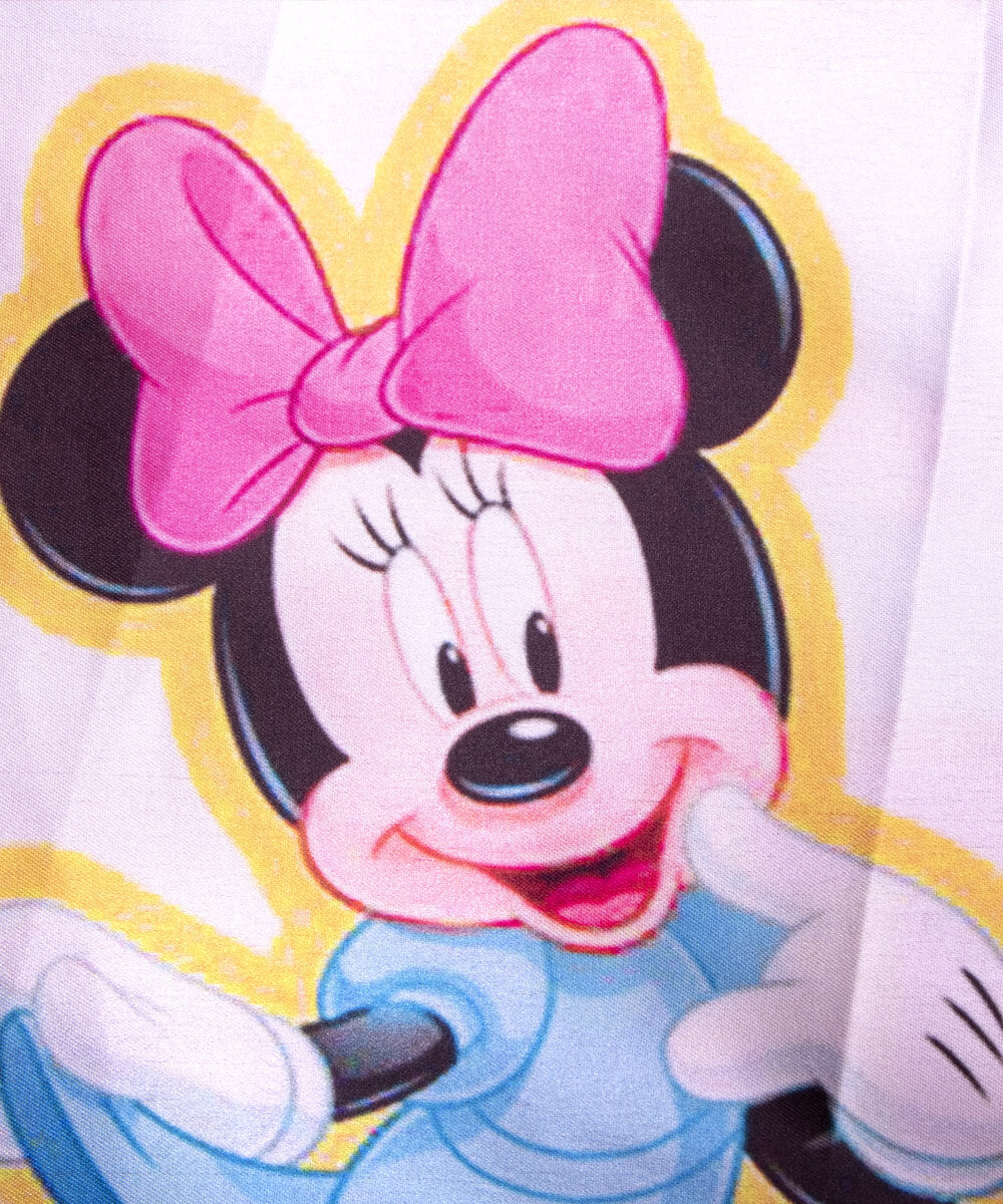 White Colour Kids Print Satin Fabric