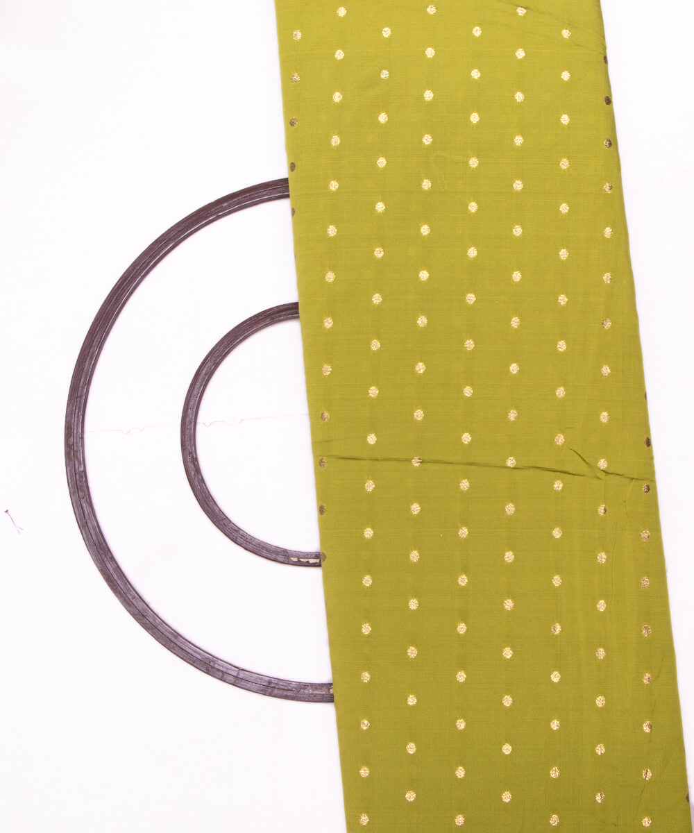 Mehandi Colour Dot Pattern Taffeta Silk Fabric