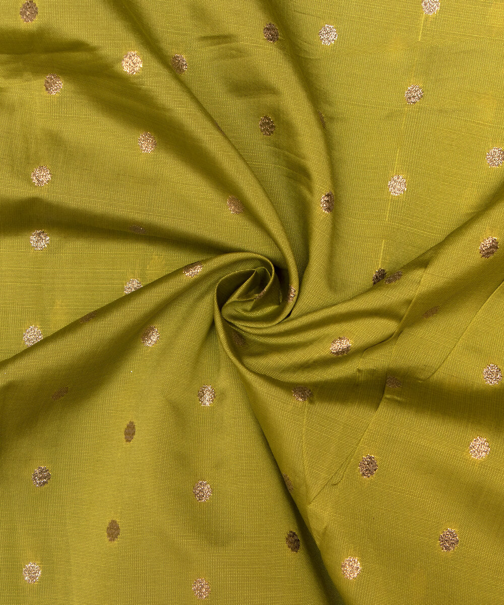 Mehandi Colour Dot Pattern Taffeta Silk Fabric