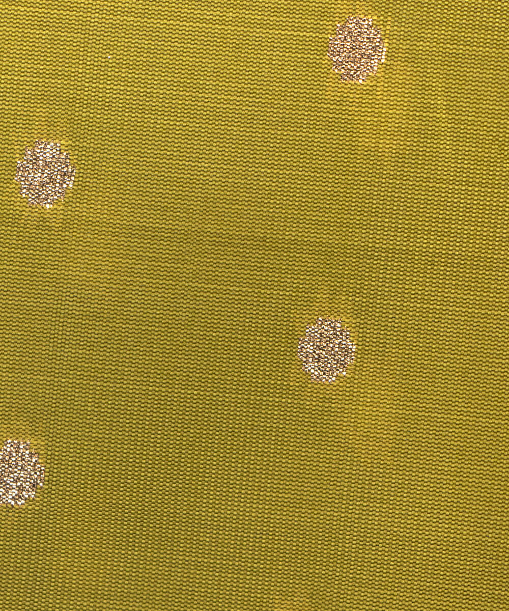 Mehandi Colour Dot Pattern Taffeta Silk Fabric