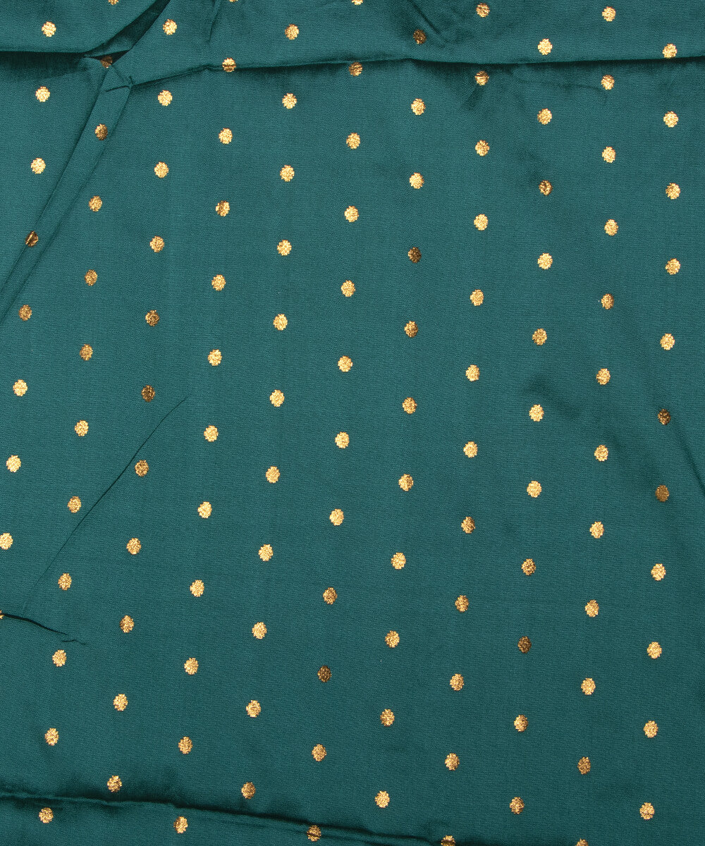 Turquoise Colour Dot Pattern Taffeta Silk Fabric