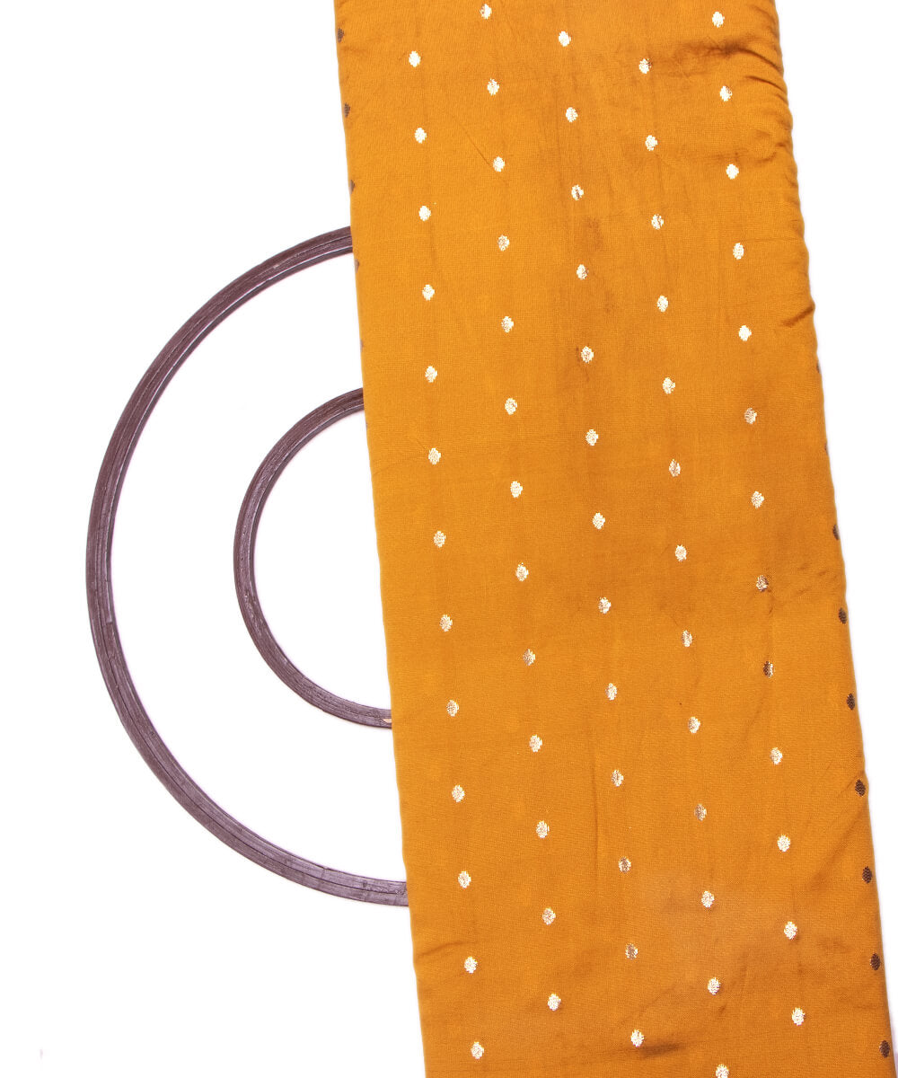 Mustard Colour Two Tone Dot Pattern Taffeta Silk Fabric