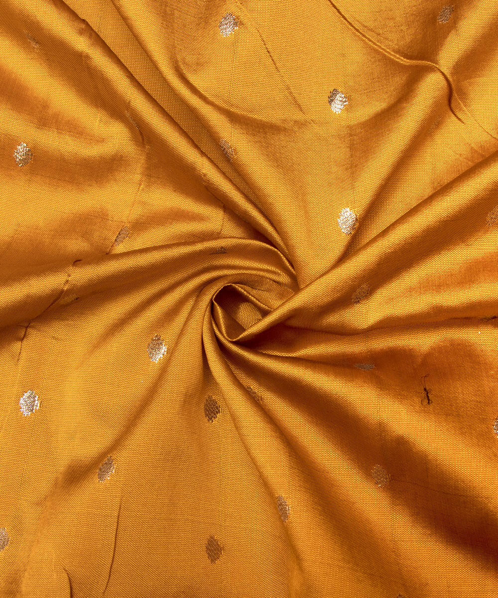 Mustard Colour Two Tone Dot Pattern Taffeta Silk Fabric