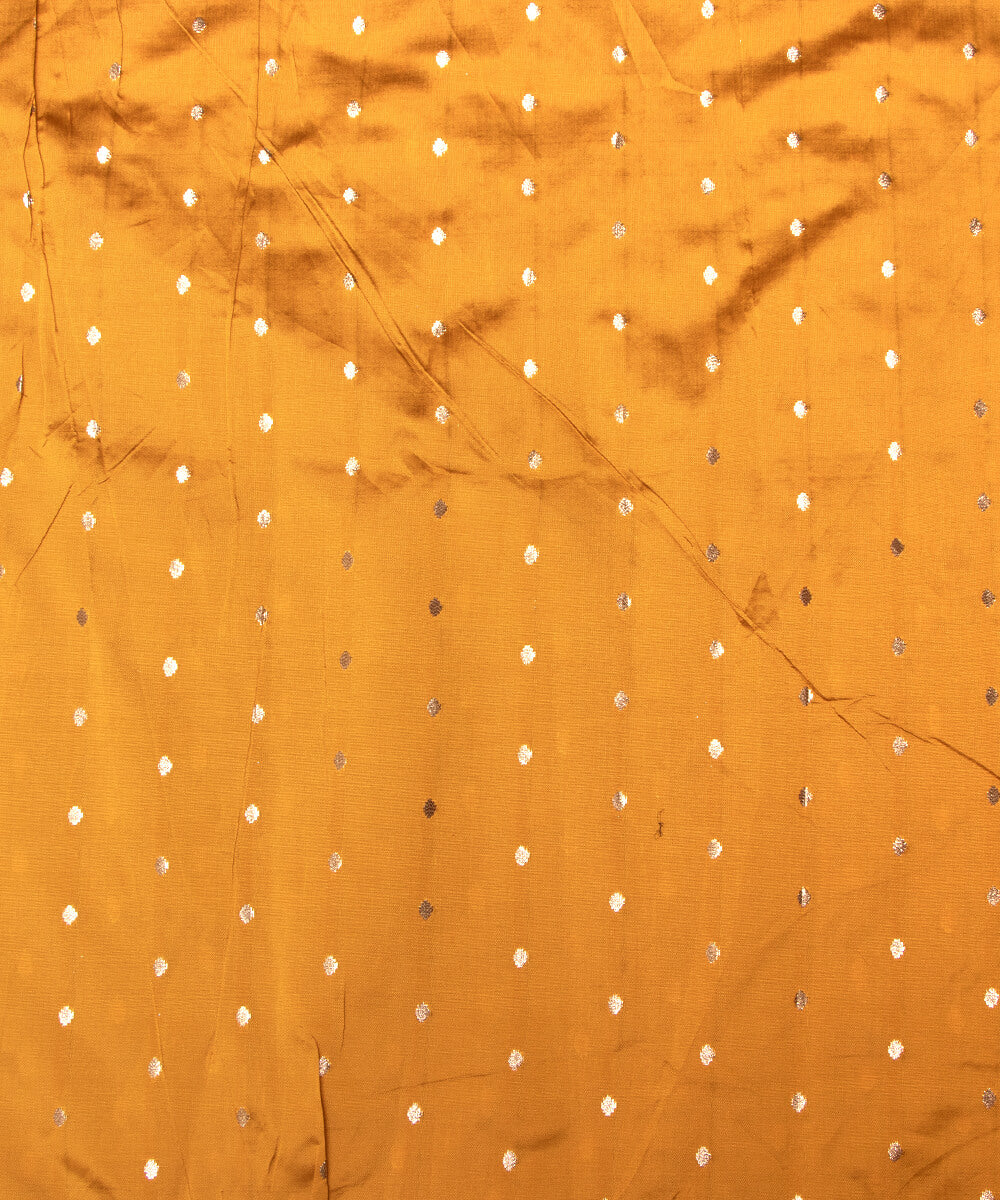 Mustard Colour Two Tone Dot Pattern Taffeta Silk Fabric