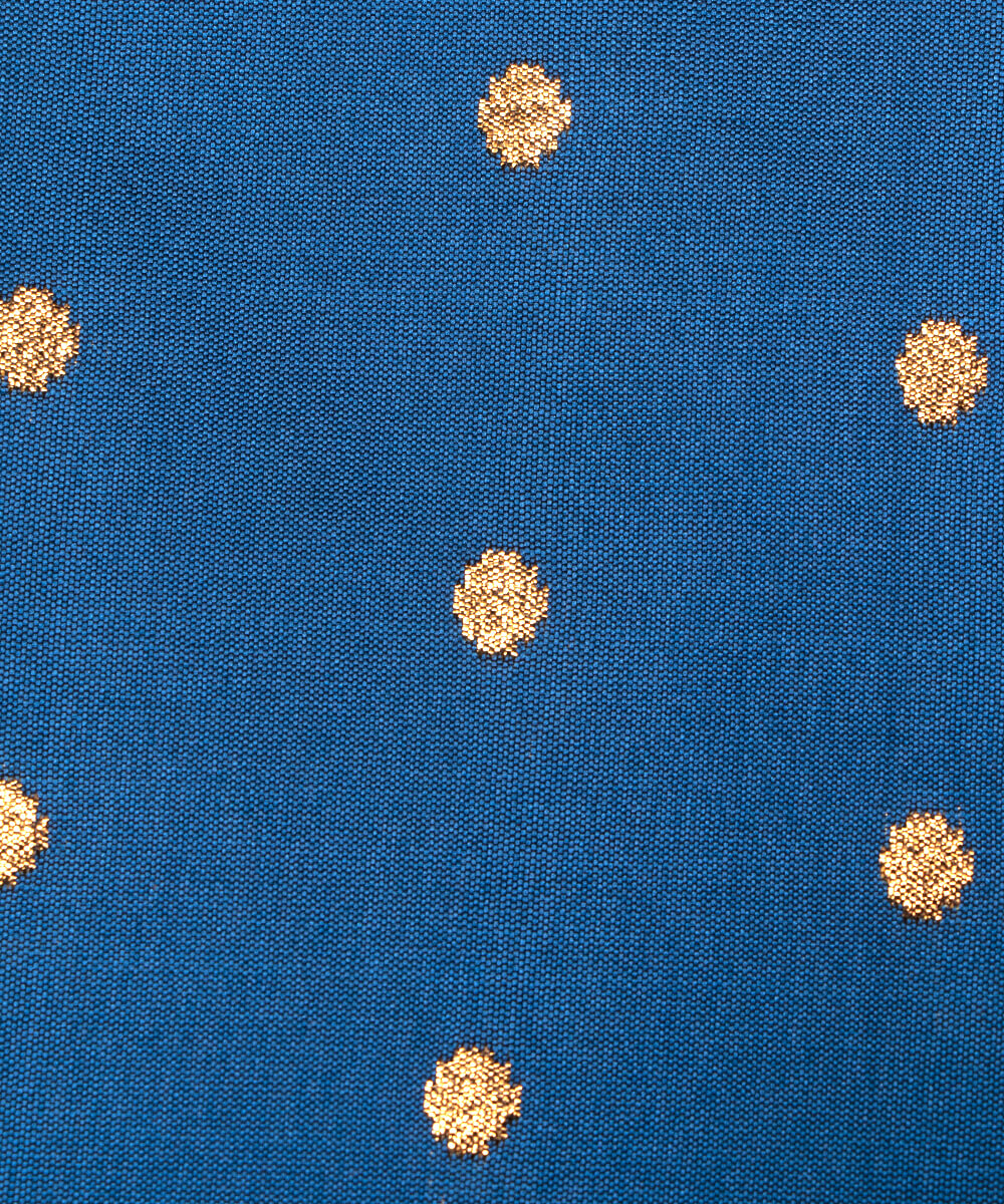 Luxury Blue Colour Two Tone Dot Pattern Taffeta Silk Fabric