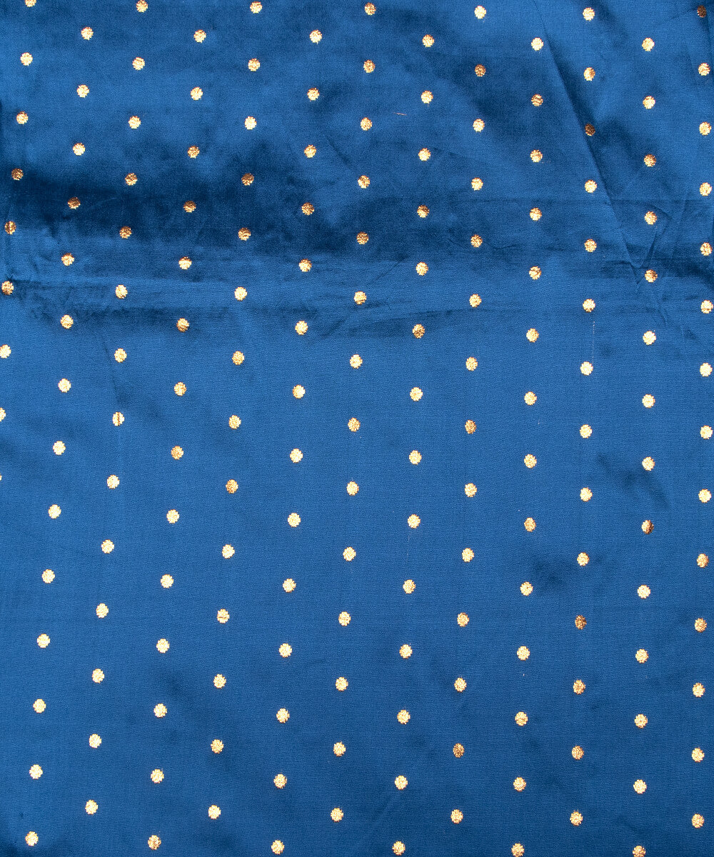 Luxury Blue Colour Two Tone Dot Pattern Taffeta Silk Fabric