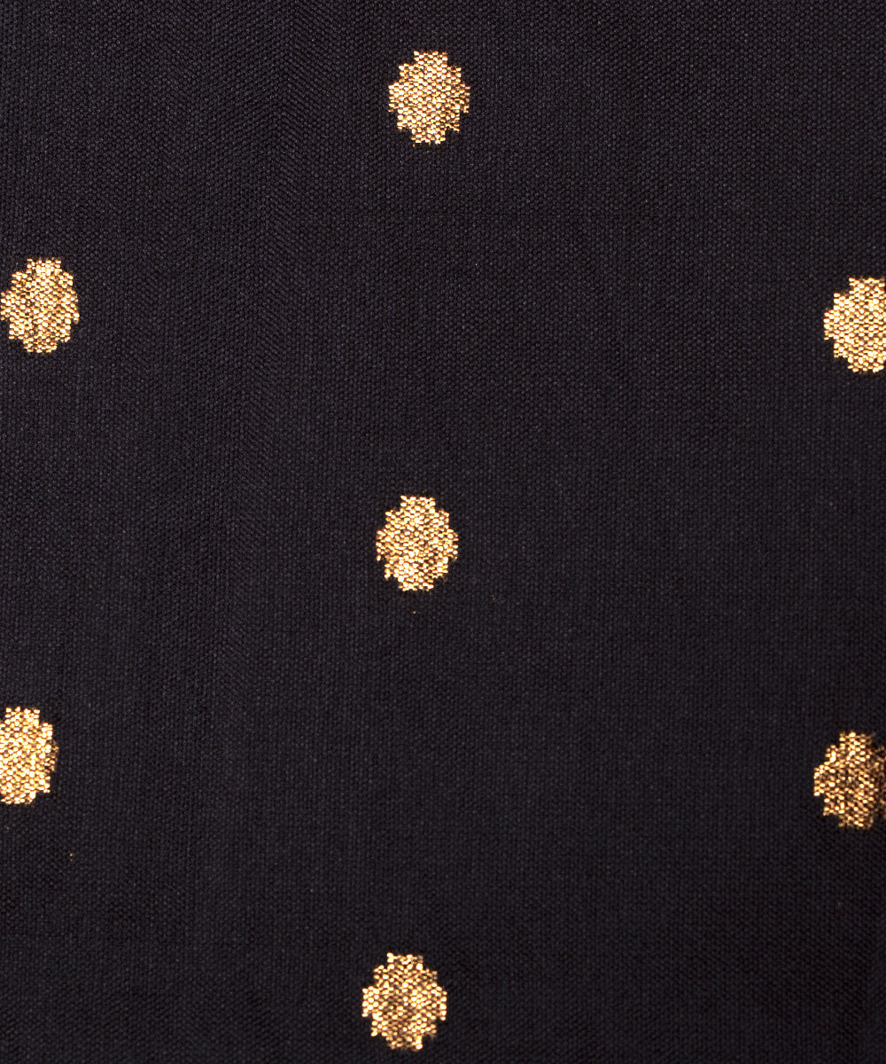 Black Colour Dot Pattern Taffeta Silk Fabric
