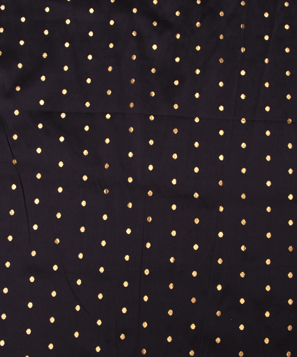 Black Colour Dot Pattern Taffeta Silk Fabric