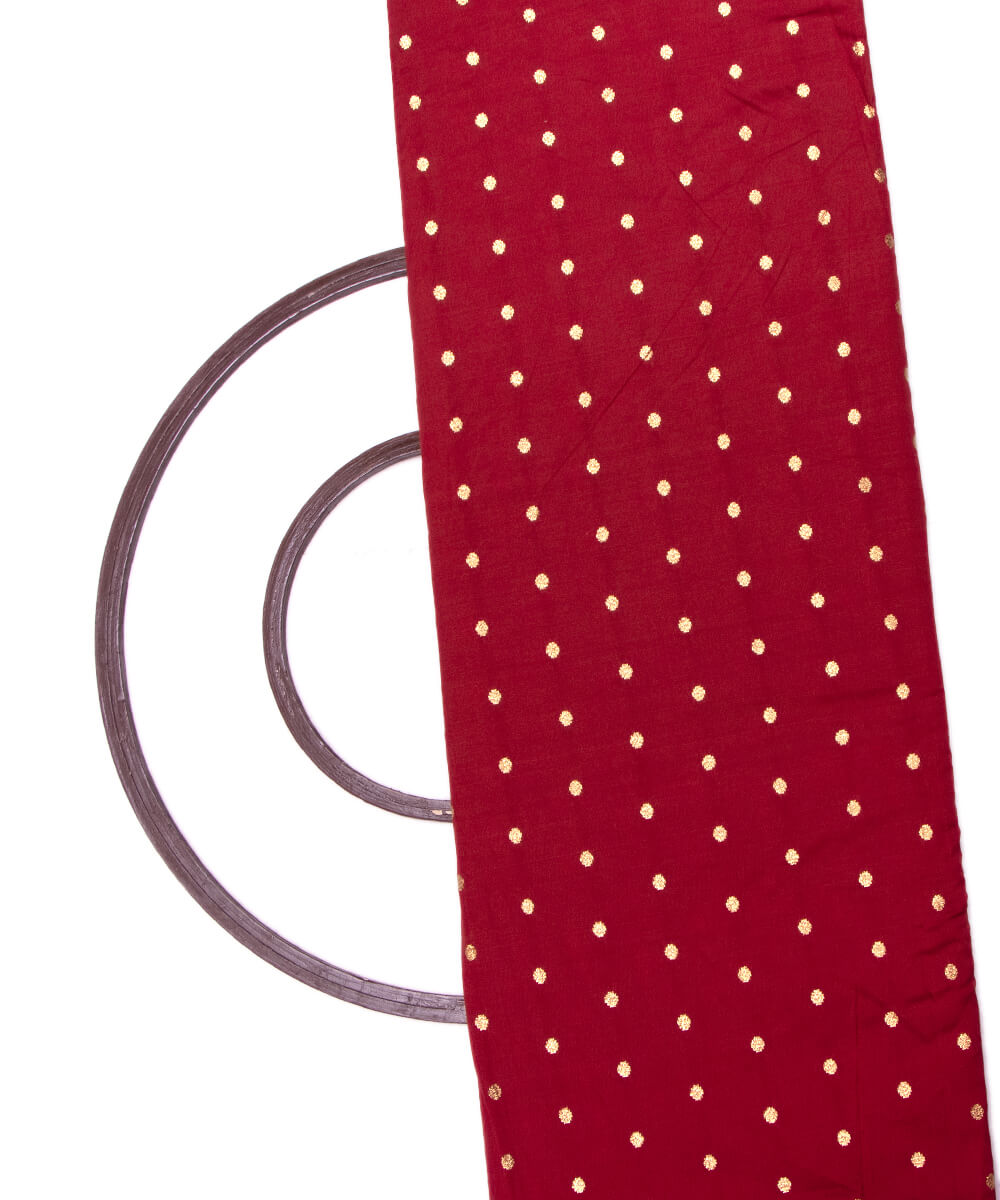 Maroon Colour Dot Pattern Taffeta Silk Fabric