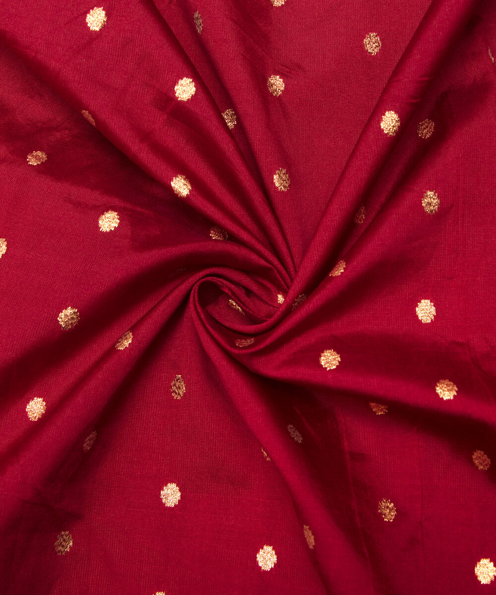 Maroon Colour Dot Pattern Taffeta Silk Fabric