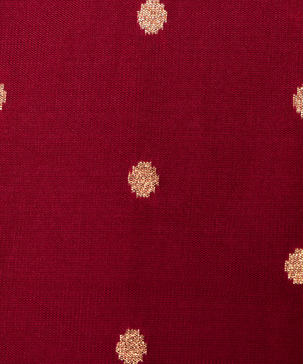 Maroon Colour Dot Pattern Taffeta Silk Fabric