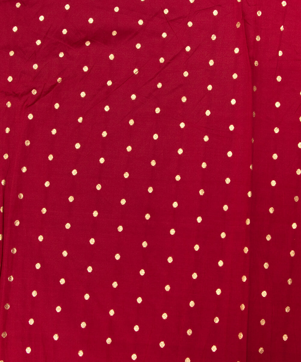 Maroon Colour Dot Pattern Taffeta Silk Fabric