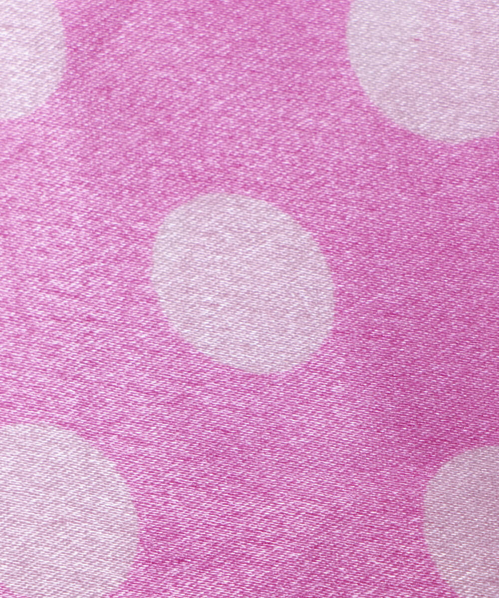 Pink Colour Polka Dots Print Satin Fabric