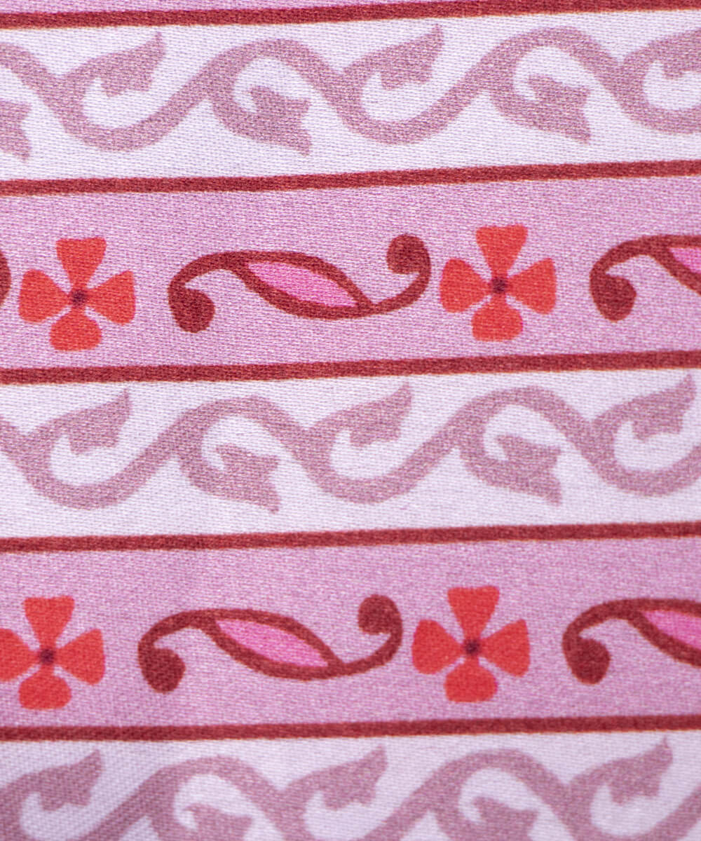 Multi Colour Traditional Print Satin Fabric