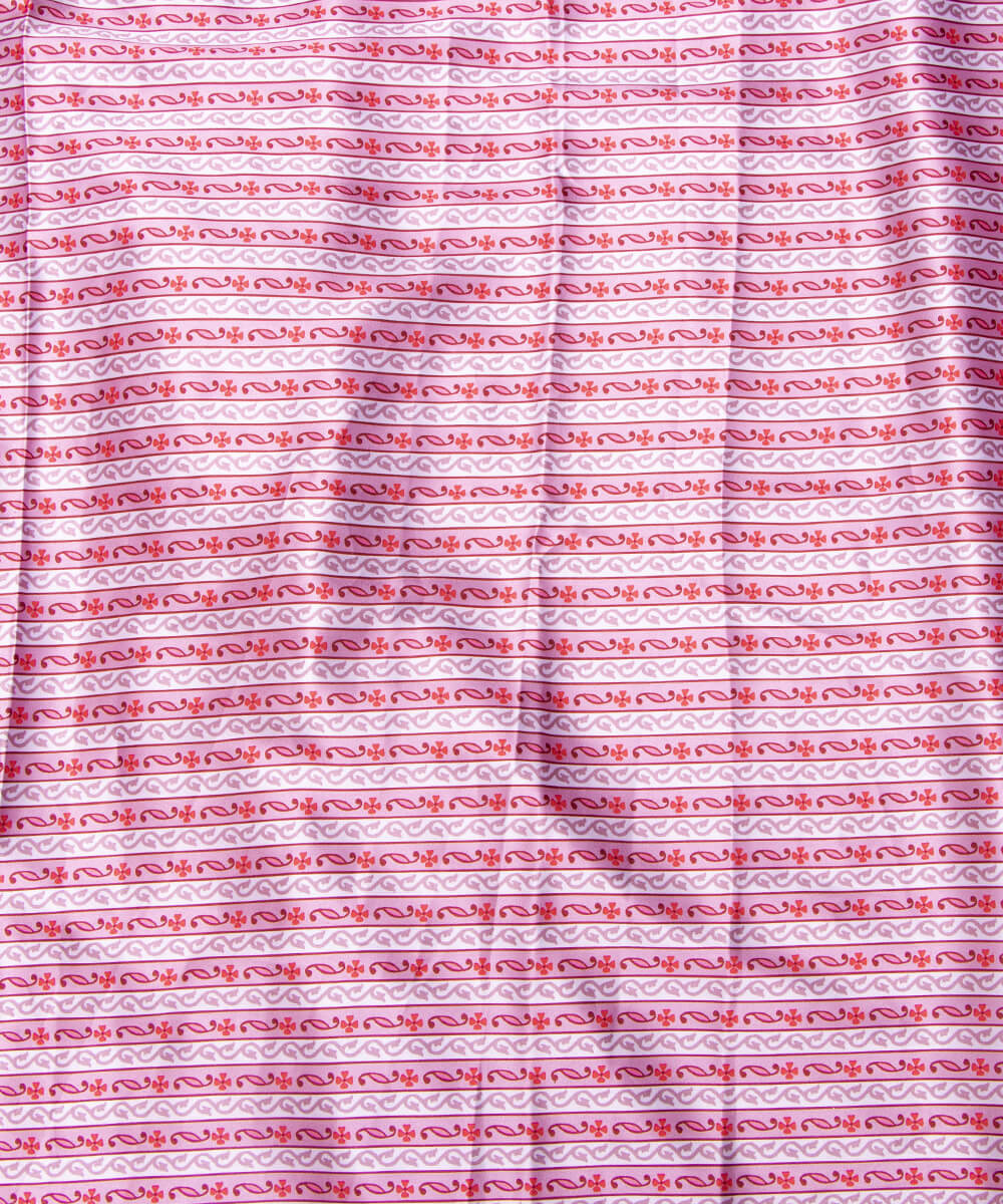 Multi Colour Traditional Print Satin Fabric