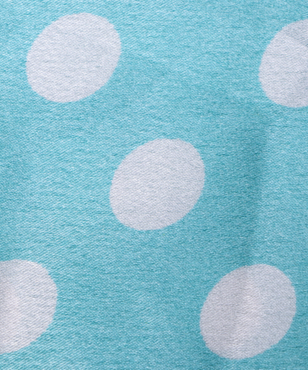 Light Blue Colour Polka Dots Print Satin Fabric