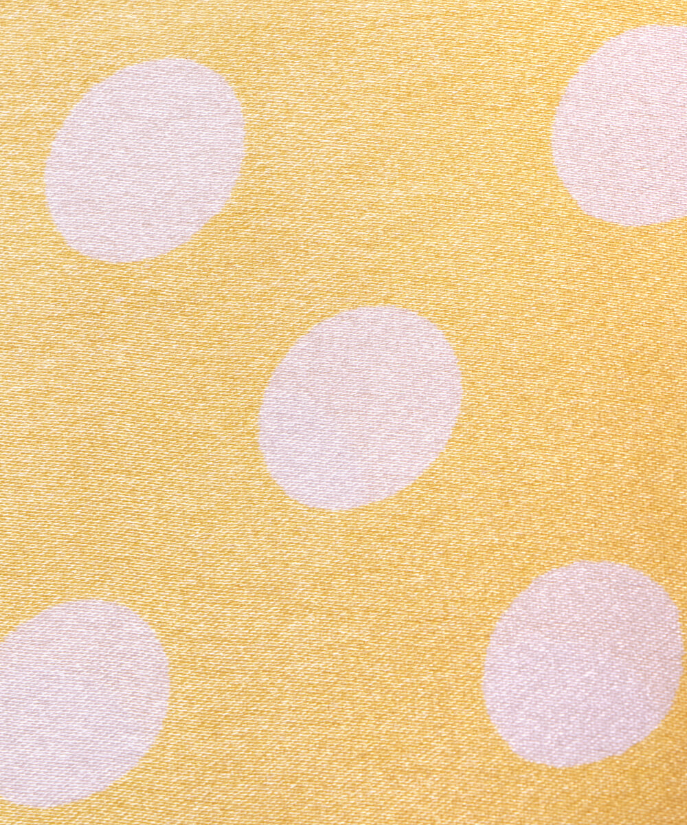 Yellow Colour Polka Dots Print Satin Fabric