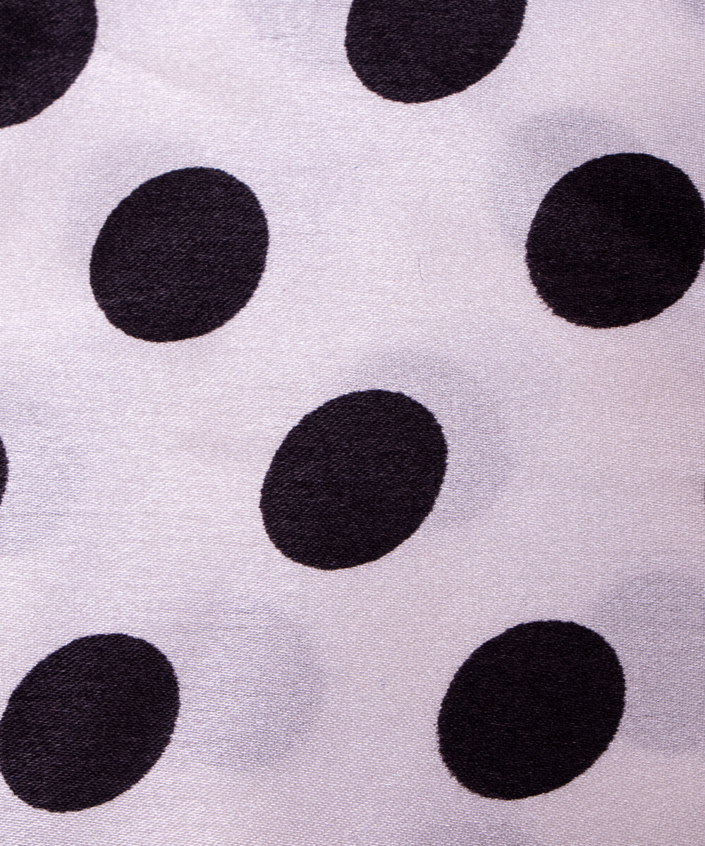 White Colour Polka Dots Print Satin Fabric