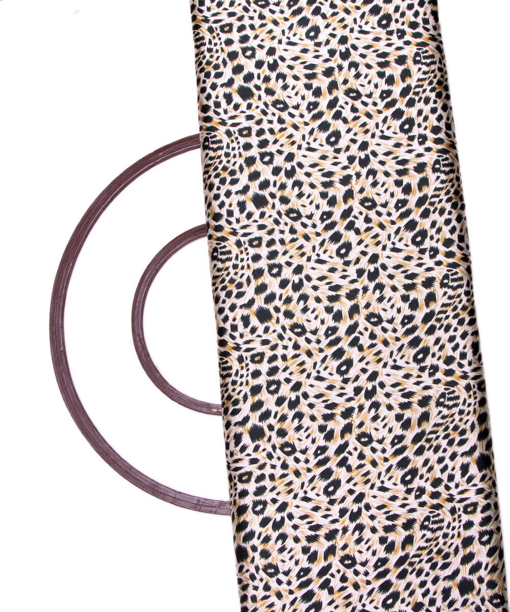 Black Colour Animal Print Satin Fabric