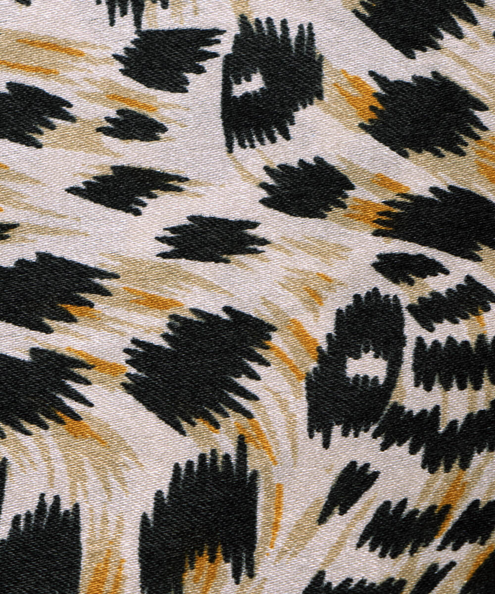 Black Colour Animal Print Satin Fabric