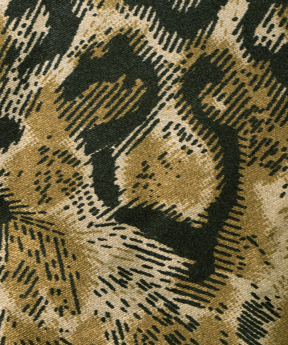 Golden Brown Colour Animal Print Satin Fabric