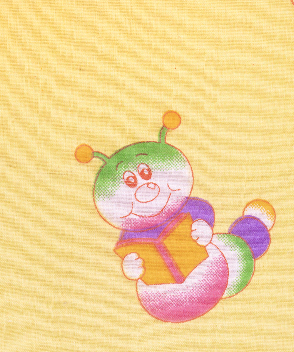 Banana Yellow Colour Kids Print Cotton Fabric