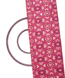 Coral Colour Foil Geometric Print Khadi Silk Fabric