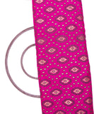 Magenta Colour Foil Geometric Print Khadi Silk Fabric
