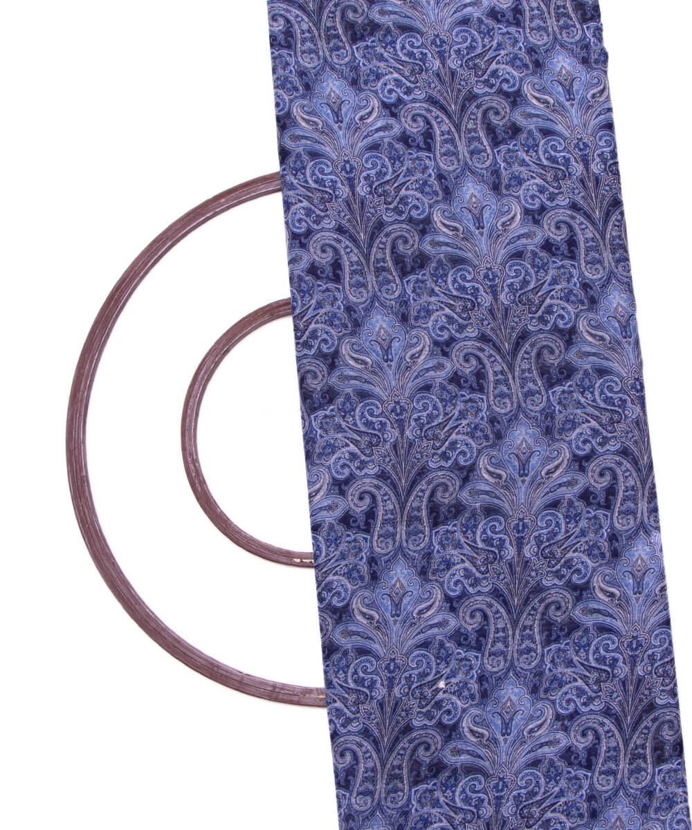 Blue Colour Paisley Print Chiffon Fabric