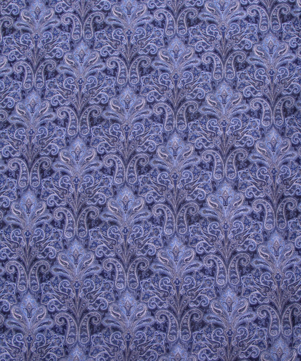 Blue Colour Paisley Print Chiffon Fabric