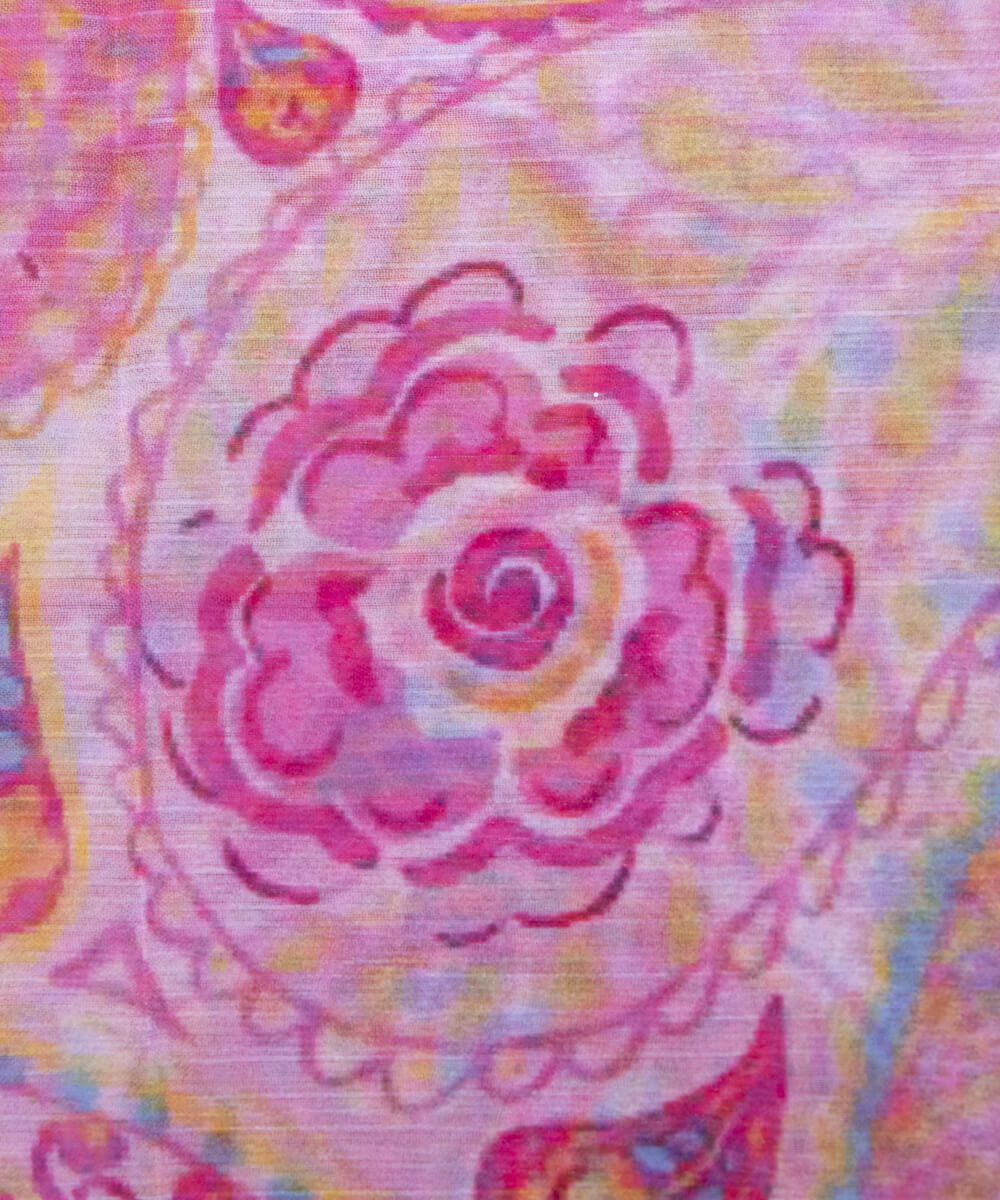 Pink Colour Paisley Printed Chiffon Fabric